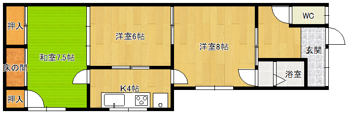 島田町貸家（３Ｋ）の間取図